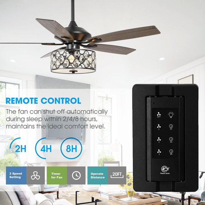 52" Tibuh Modern Downrod Mount Reversible Crystal Ceiling Fan with Lighting and Remote Control - Sweatfully