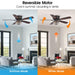 48" Modern Flush Mount Reversible Crytsal Ceiling Fan with Lighting and Remote Control - Sweatfully