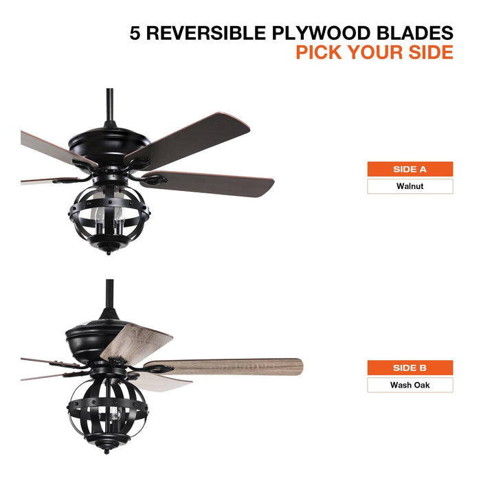 52" Wilburton Industrial Downrod Mount Reversible Ceiling Fan with Lighting and Remote Control - Sweatfully