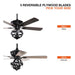 52" Wilburton Industrial Downrod Mount Reversible Ceiling Fan with Lighting and Remote Control - Sweatfully