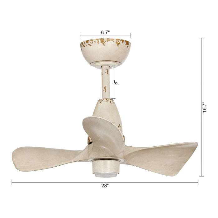 28" Kwang Farmhouse DC Motor Downrod Mount Reversible Ceiling Fan with LED Lighting and Remote Control - Sweatfully