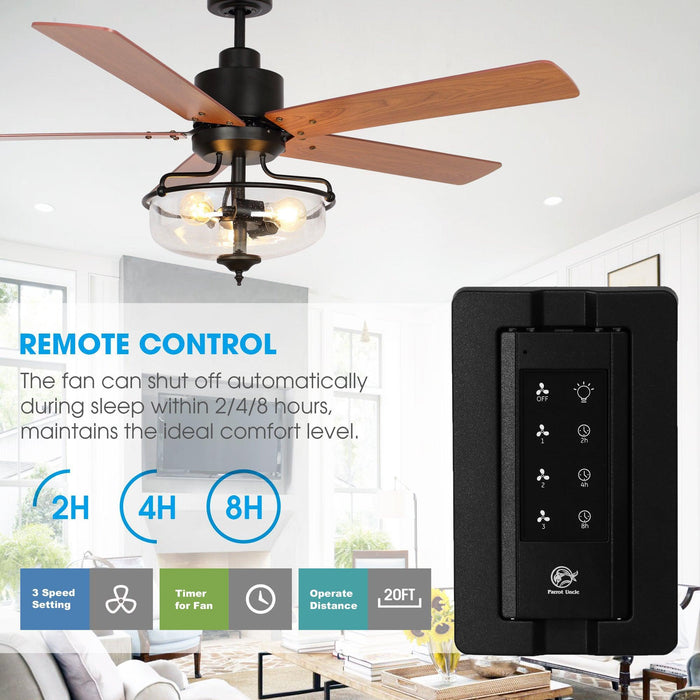 52" Mumbai Industrial Downrod Mount Reversible Ceiling Fan with Lighting and Remote Control - Sweatfully