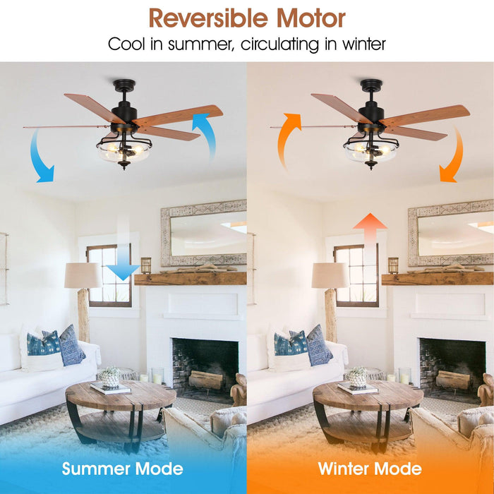 52" Mumbai Industrial Downrod Mount Reversible Ceiling Fan with Lighting and Remote Control - Sweatfully