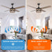 52" Kashmir Farmhouse Downrod Mount Reversible Ceiling Fan with Lighting and Remote Control - Sweatfully