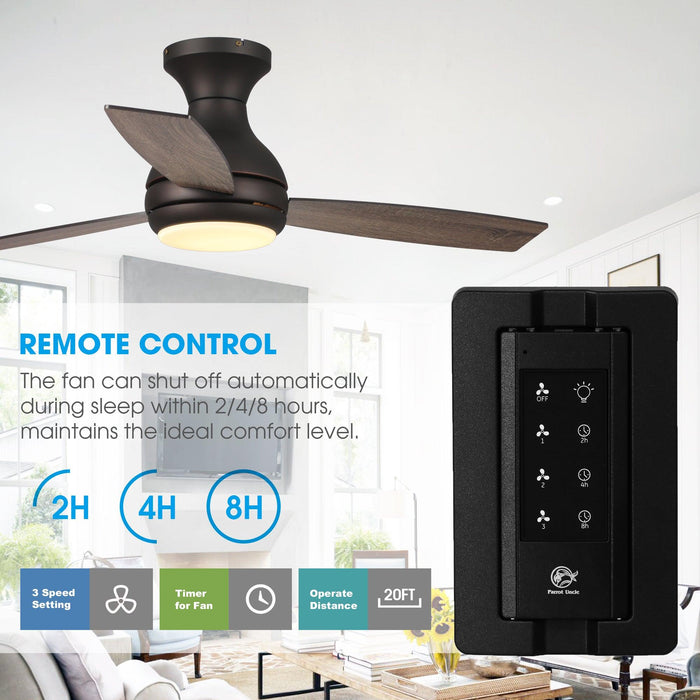 48" Beckette Farmhouse Flush Mount Reversible Ceiling Fan with Lighting and Remote Control - Sweatfully