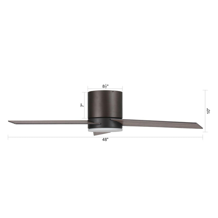 48" Kielah Farmhouse Flush Mount Reversible Ceiling Fan with Lighting and Remote Control - Sweatfully