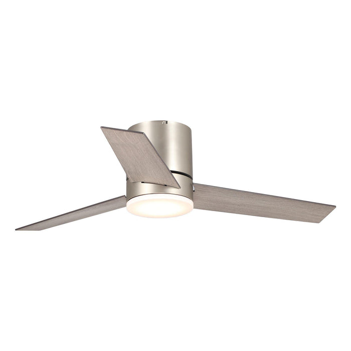 48" Satin Nickel Flush Mount Low Profile Ceiling Fan with LED Lighting - Sweatfully