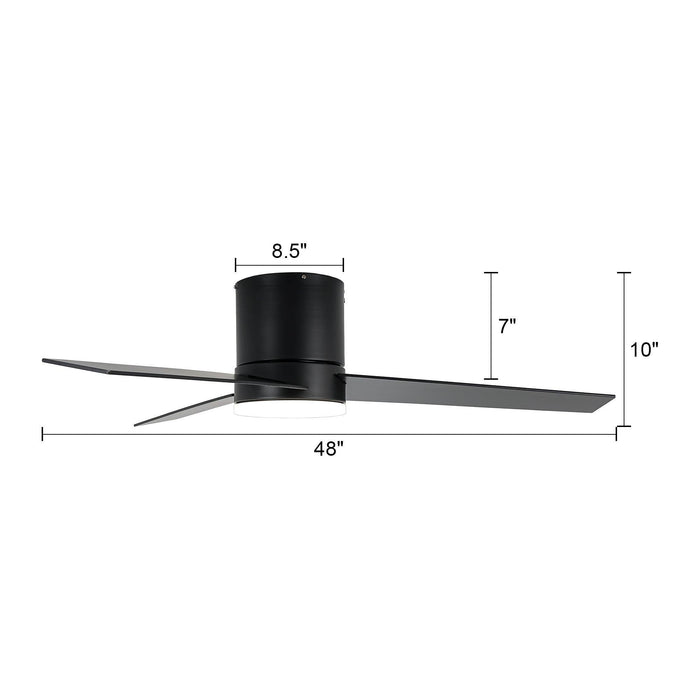 48" Flush Mount Ceiling Fan 3 Blades with LED Lighting and Remote Control - Sweatfully