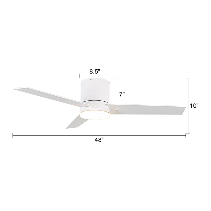 48" Flush Mount Ceiling Fan 3 Blades with LED Lighting and Remote Control - Sweatfully