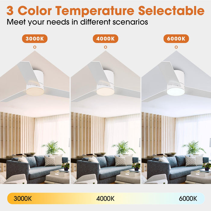 48" Flush Mount Ceiling Fan 3 Blades with LED Lighting and Remote Control - Sweatfully