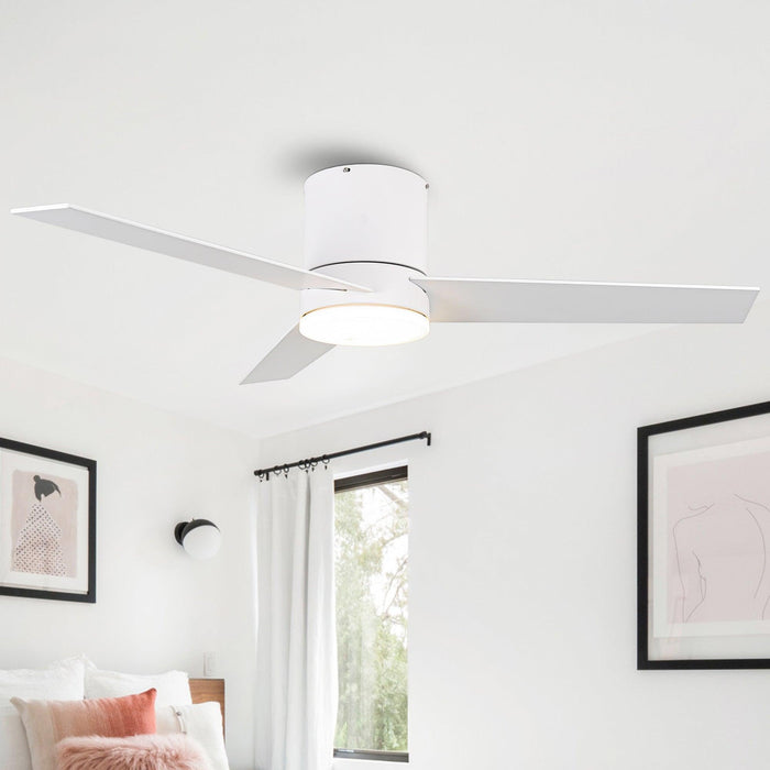 48" Flush Mount Ceiling Fan 3 Blades with LED Lighting and Remote Control - Sweatfully