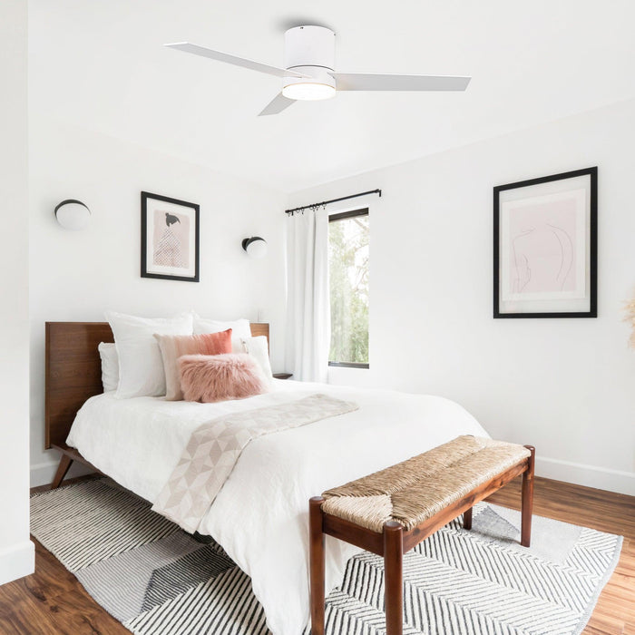 48" Flush Mount Ceiling Fan 3 Blades with LED Lighting and Remote Control - Sweatfully