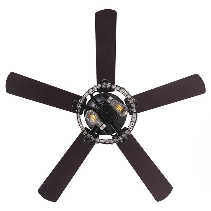 52" Dicken Modern Downrod Mount Reversible Crystal Ceiling Fan with Lighting and Remote Control - Sweatfully