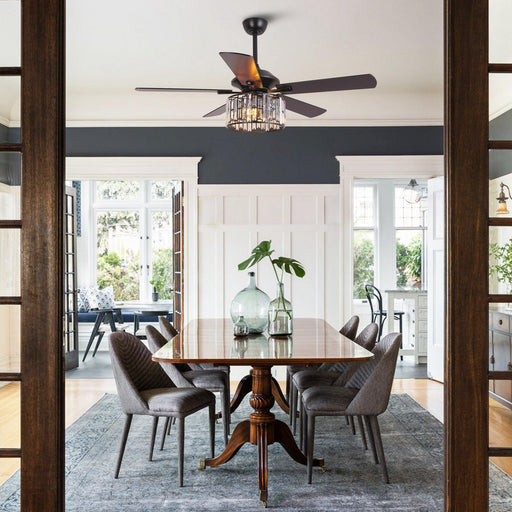 52" Dicken Modern Downrod Mount Reversible Crystal Ceiling Fan with Lighting and Remote Control - Sweatfully