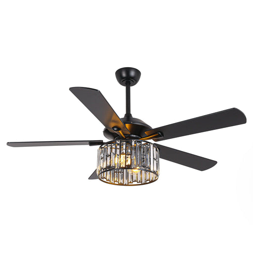 52" Dicken Modern Downrod Mount Reversible Crystal Ceiling Fan with Lighting and Remote Control - Sweatfully