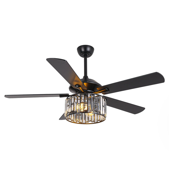 52" Dicken Modern Downrod Mount Reversible Crystal Ceiling Fan with Lighting and Remote Control - Sweatfully
