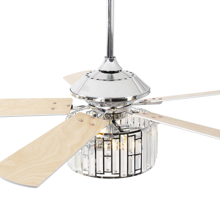 52" Dicken Modern Downrod Mount Reversible Crystal Ceiling Fan with Lighting and Remote Control - Sweatfully