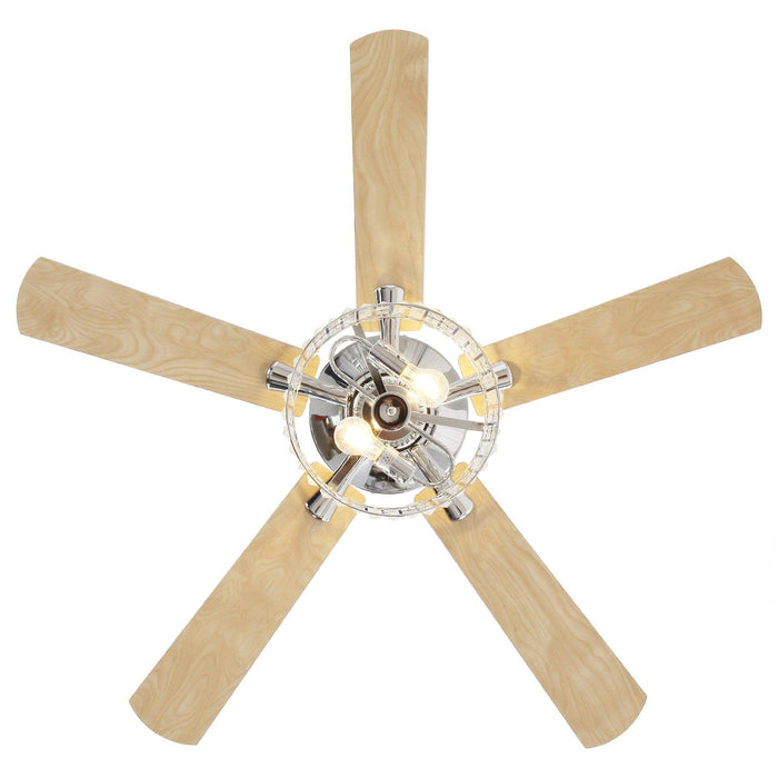 52" Dicken Modern Downrod Mount Reversible Crystal Ceiling Fan with Lighting and Remote Control - Sweatfully