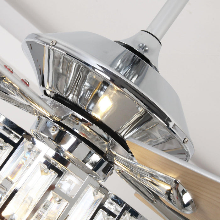 52" Dicken Modern Downrod Mount Reversible Crystal Ceiling Fan with Lighting and Remote Control - Sweatfully