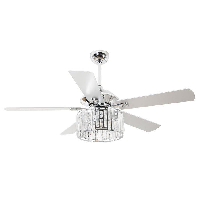 52" Dicken Modern Downrod Mount Reversible Crystal Ceiling Fan with Lighting and Remote Control - Sweatfully