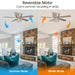 48" Thurber Industrial Satin Nickel Flush Mount Reversible Ceiling Fan with Lighting and Remote Control - Sweatfully