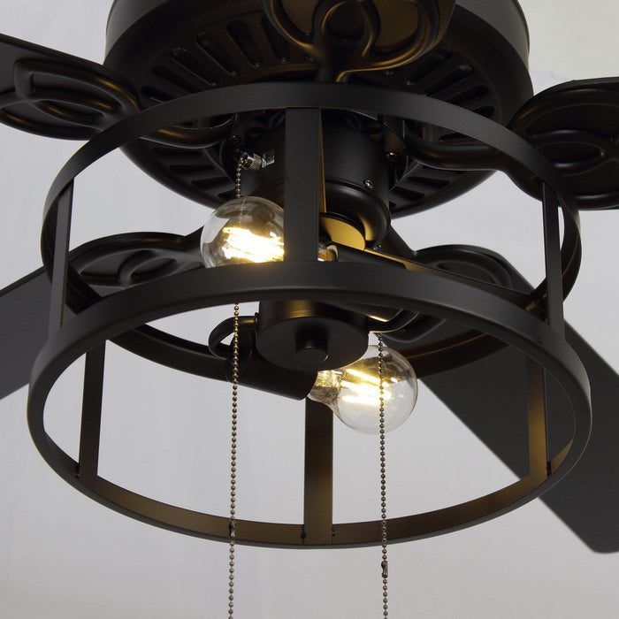 52" Urbana Downrod Mount Reversible Industrial Ceiling Fan with Lighting and Pull Chain - Sweatfully
