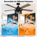52" Lucknow Industrial Black Reversible Ceiling Fan with Lighting and Remote Control - Sweatfully