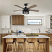 52" Lucknow Industrial Black Reversible Ceiling Fan with Lighting and Remote Control - Sweatfully