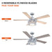 52" Lucknow Industrial Black Reversible Ceiling Fan with Lighting and Remote Control - Sweatfully