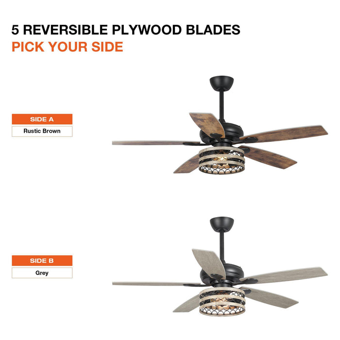 52" Hyderabad-Secunderabad Farmhouse Downrod Mount Reversible Ceiling Fan with Lighting and Remote Control - Sweatfully