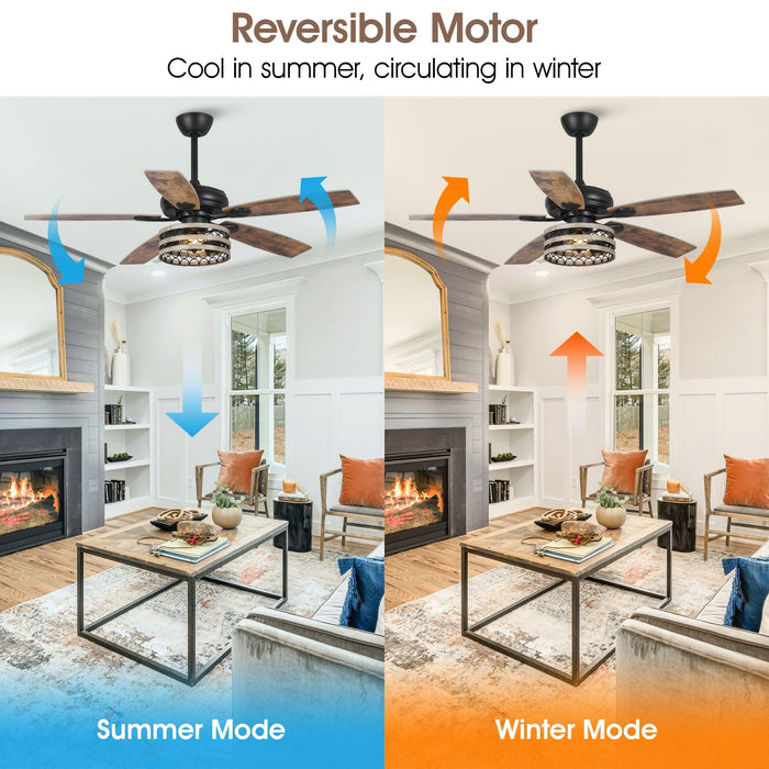 52" Hyderabad-Secunderabad Farmhouse Downrod Mount Reversible Ceiling Fan with Lighting and Remote Control - Sweatfully
