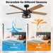 52" Prayag Industrial Downrod Mount Reversible Ceiling Fan with Lighting and Remote Control - Sweatfully