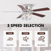 48" Modern Chrome Flush Mount Reversible Crystal Ceiling Fan with Lighting and Remote Control - Sweatfully