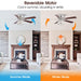 48" Modern Chrome Flush Mount Reversible Crystal Ceiling Fan with Lighting and Remote Control - Sweatfully