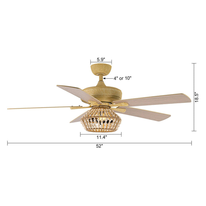 52" Pune Farmhouse Downrod Mount Reversible Ceiling Fan with Lighting and Remote Control - Sweatfully