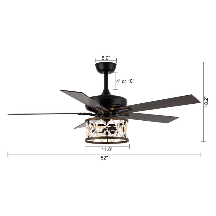 52" New Delhi Industrial Downrod Mount Reversible Ceiling Fan with Lighting and Remote Control - Sweatfully