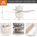 48" New Delhi Farmhouse Flush Mount Reversible Ceiling Fan with Lighting and Remote Control - Sweatfully