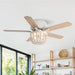 48" New Delhi Farmhouse Flush Mount Reversible Ceiling Fan with Lighting and Remote Control - Sweatfully