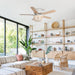 48" New Delhi Farmhouse Flush Mount Reversible Ceiling Fan with Lighting and Remote Control - Sweatfully