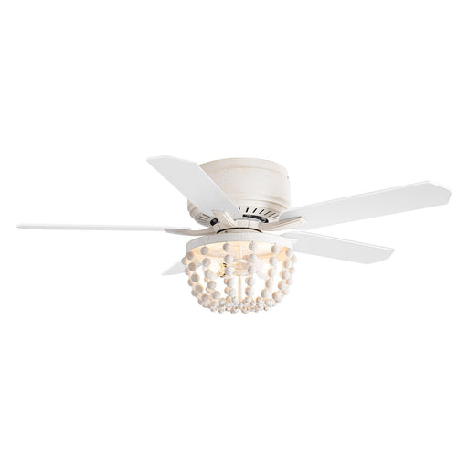 48" New Delhi Farmhouse Flush Mount Reversible Ceiling Fan with Lighting and Remote Control - Sweatfully