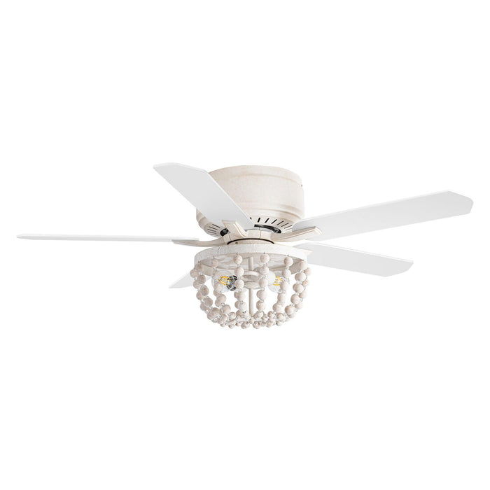 48" New Delhi Farmhouse Flush Mount Reversible Ceiling Fan with Lighting and Remote Control - Sweatfully
