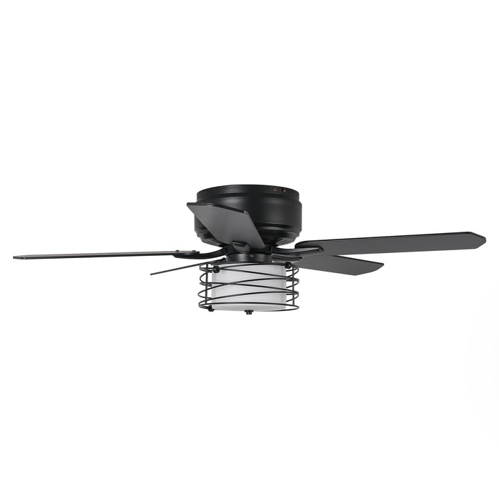 48" Athens Industrial Flush Mount Reversible Ceiling Fan with Lighting and Remote Control - Sweatfully