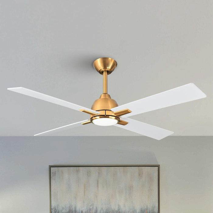 48" Linden DC Motor Downrod Mount Reversible Ceiling Fan with Lighting and Remote Control - Sweatfully