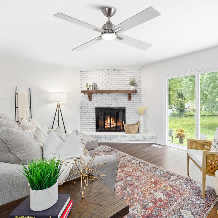 48" Linden DC Motor Downrod Mount Reversible Ceiling Fan with Lighting and Remote Control - Sweatfully