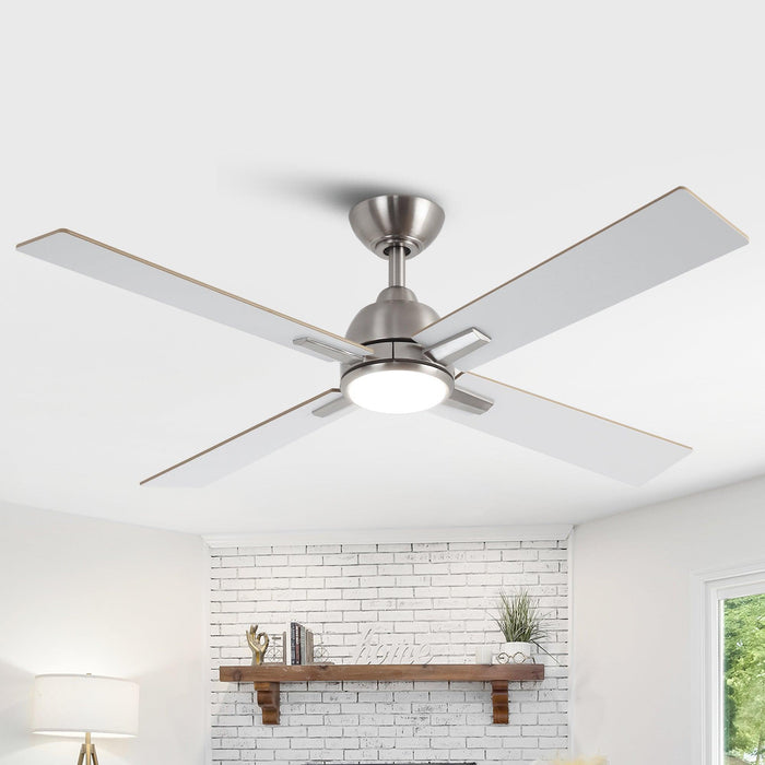 48" Linden DC Motor Downrod Mount Reversible Ceiling Fan with Lighting and Remote Control - Sweatfully