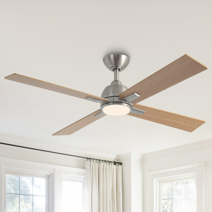 48" Linden DC Motor Downrod Mount Reversible Ceiling Fan with Lighting and Remote Control - Sweatfully
