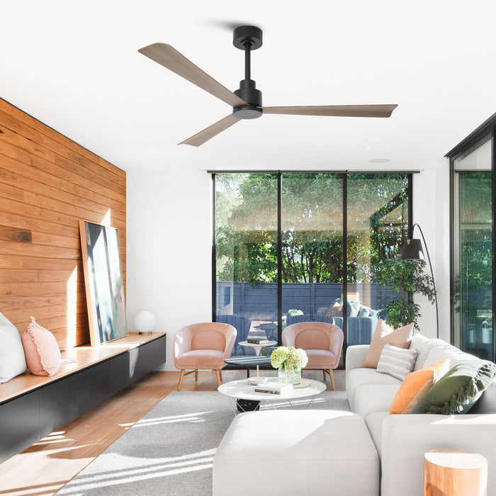 52 Inch Esther 3-Blades Modern Downrod Mount Ceiling Fan with Remote Control - Sweatfully