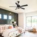 52" 5 Blades Black Ceiling Fan with Lighting - Sweatfully