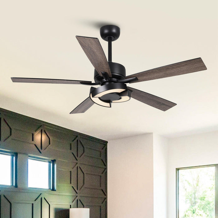 52" 5 Blades Black Ceiling Fan with Lighting - Sweatfully