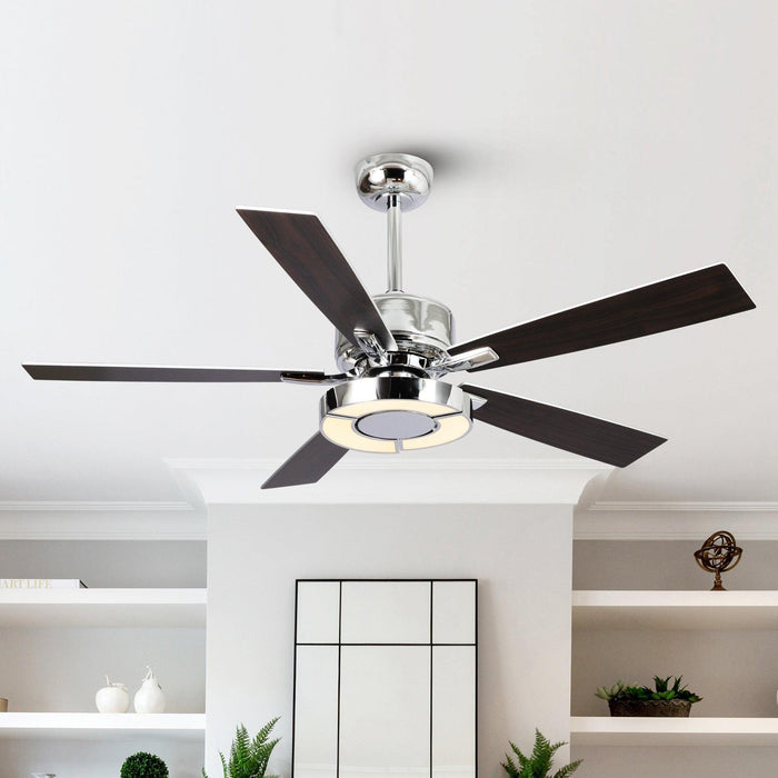 52" Vendome Industrial DC Motor Downrod Mount Reversible Ceiling Fan with Lighting and Remote Control - Sweatfully